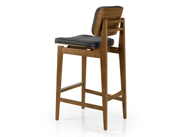 SHANNA M1060WUUCR - Leather barstool with footrest by JMS - view 3