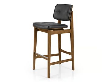 SHANNA M1060WUUCR - Leather barstool with footrest by JMS - view 2