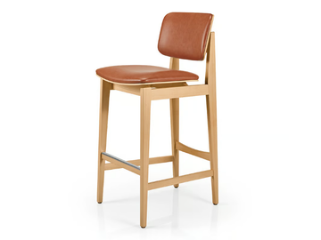 SHANNA M1060WUUST - Leather barstool with footrest by JMS - view 2