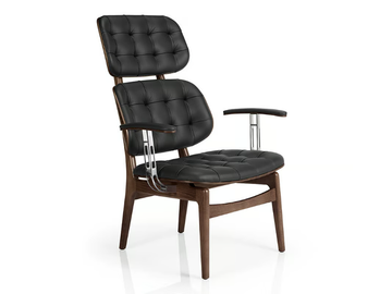 CHLOE M936 WUU B CR - Tufted leather easy chair with armrests high-back by JMS - view 2