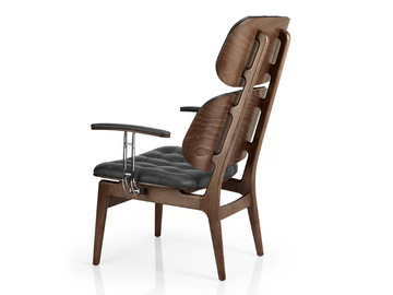 CHLOE M936 WUU B CR - Tufted leather easy chair with armrests high-back by JMS - view 3