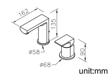 ARCH - 2 hole countertop chromed brass washbasin tap by JUSTIME - view 3