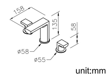 ARCH - 3 hole countertop brass washbasin tap by JUSTIME - view 3