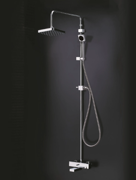 MARK - Wall-mounted chromed brass shower panel with hand shower with overhead shower by JUSTIME - view 3
