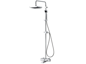 MARK - Wall-mounted chromed brass shower panel with hand shower with overhead shower by JUSTIME - view 2