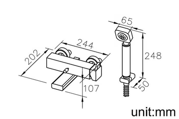 MARK II - 2 hole chromed brass bathtub mixer with hand shower by JUSTIME - view 3