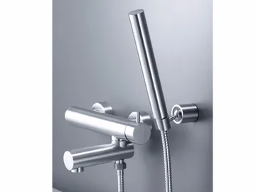 STILL ONE - 2 hole stainless steel bathtub mixer with hand shower by JUSTIME - view 2