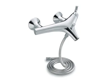 NATURE - Wall-mounted single handle chromed brass bathtub mixer with flexible hose by JUSTIME - view 2