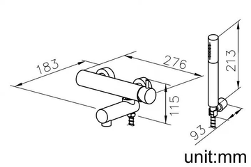 STILL ONE - 2 hole stainless steel bathtub mixer with hand shower by JUSTIME - view 3