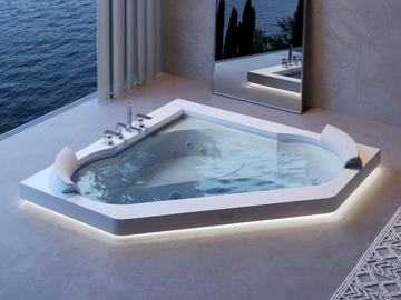 AURA CORNER 160 CORIAN® - 2 seater hydromassage corner Corian® bathtub by Jacuzzi® - view 2