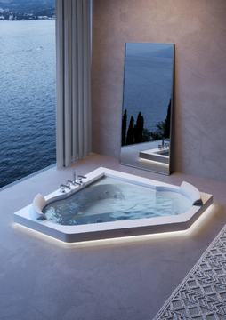 AURA CORNER 160 CORIAN® - 2 seater hydromassage corner Corian® bathtub by Jacuzzi® - view 3