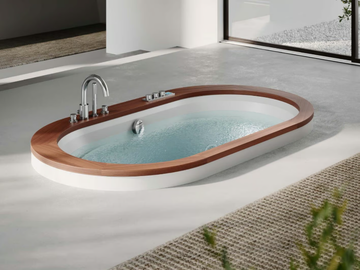 OPALIA WOOD / STONE - Built-in hydromassage oval bathtub by Jacuzzi® - view 2