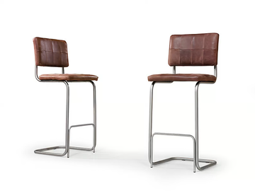 NELSON - High cantilever leather stool with back by Jess - view 2
