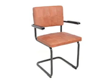 NELSON - Cantilever leather chair with armrests by Jess - view 2