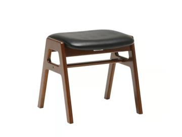 Stackable stool - Wooden and vinyl leather stacking stool by KARIMOKU - view 2
