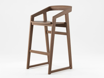 EXPERIENCE - Solid wood barstool with footrest by KARPENTER - view 2