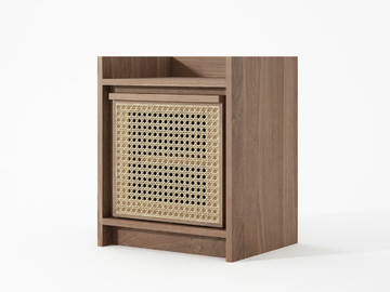 ROOTS - Solid wood and rattan bedside table by KARPENTER - view 3