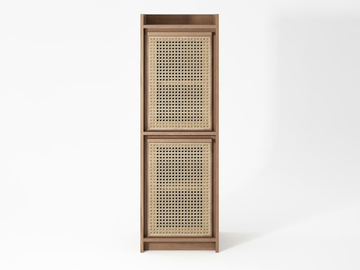 ROOTS - Solid wood and rattan highboard with doors by KARPENTER - view 2
