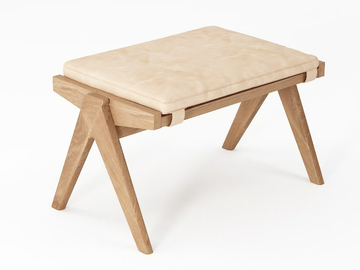 TRIBUTE - Upholstered solid wood footstool by KARPENTER - view 2