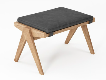 TRIBUTE - Upholstered solid wood footstool by KARPENTER - view 3