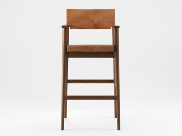 VINTAGE - Upholstered solid wood barstool with armrests by KARPENTER - view 3