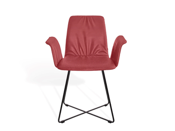 MAVERICK CASUAL - Upholstered chair with armrests and metal cross base by KFF - view 3
