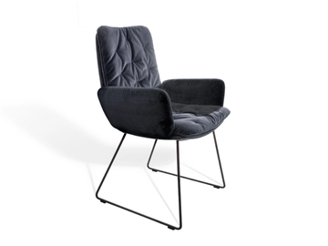 ARVA STITCH - Sled base upholstered chair with armrests by KFF - view 2