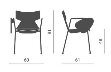 KIMBOX WOOD - Beech training chair with writing tablet by Kastel - view 3