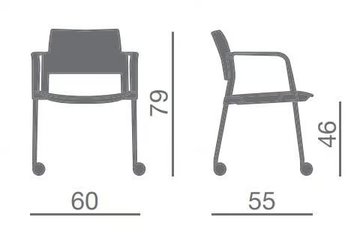 KYOS - Reception chair with castors with linking device by Kastel - view 3