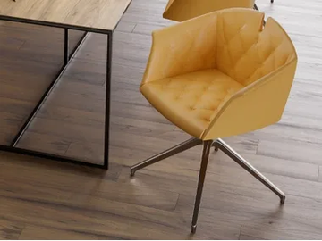 KUAD - Trestle-based tufted leather chair by Kastel - view 2