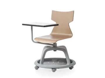 KIMBOX WOOD - Swivel beech training chair with storage space by Kastel - view 2