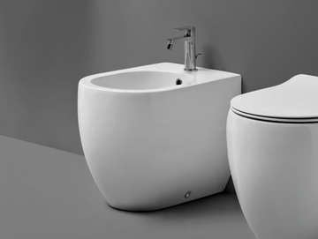 FLO 3120 - Compact Floor mounted back to wall porcelain bidet by Kerasan - view 2