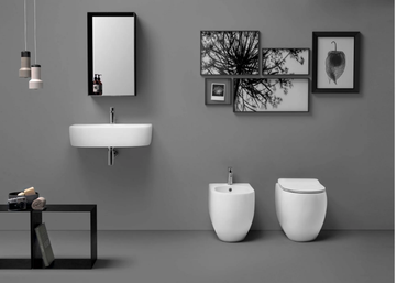 FLO 3120 - Compact Floor mounted back to wall porcelain bidet by Kerasan - view 3