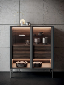ARYA - Wood and glass highboard with integrated lighting by Kico - view 3