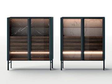 ARYA - Wood and glass highboard with integrated lighting by Kico - view 2