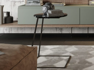 LOO - Round metal high side table with glass top by Kico - view 3
