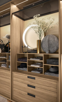 ARMADIO CABINA - Corner wooden walk-in wardrobe with integrated lighting by Kico - view 3