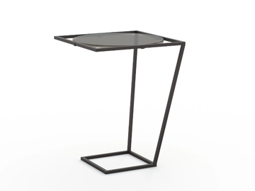 LOO - Square metal high side table with glass top by Kico - view 2
