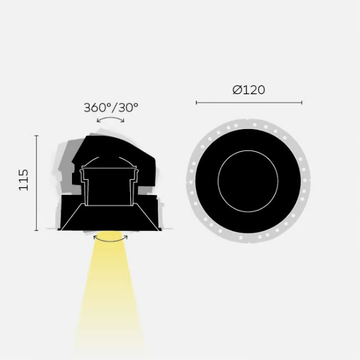 APLIS IN-LINE 120 - Recessed ceiling adjustable spotlight by Kreon - view 3