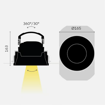 APLIS IN-LINE 165 HIGH OUTPUT - Recessed ceiling adjustable spotlight by Kreon - view 3