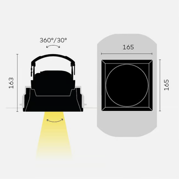 DOWN IN-LINE 165 HIGH OUTPUT - LED square aluminium spotlight by Kreon - view 3