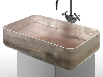 BOWL 9 - Countertop rectangular marble washbasin by Kreoo - view 2