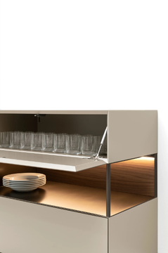 AVENUE - Wooden sideboard with flap doors with integrated lighting by Kristalia - view 3