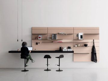 AVENUE BOISERIE - Boiserie in fabric, laminate and wooden and metal shelves by Kristalia - view 2
