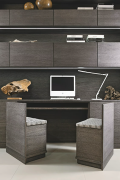 AETERNA - Wooden storage wall with integrated desk by L'Origine - view 3