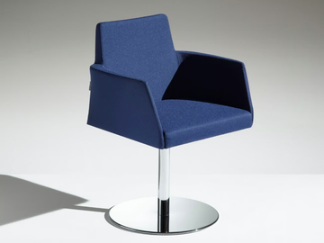 FLEET - Swivel leather easy chair with armrests by LAMM - view 2