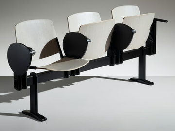 NEW MODULAMM - Wooden beam seating with armrests with writing tablet by LAMM - view 2