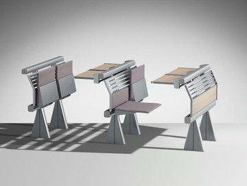 RUNNER - Bench desk with integrated chairs by LAMM - view 3