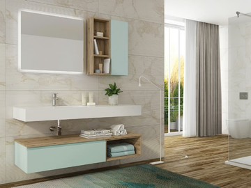 FREEDOM FL28 - Single wall-mounted HPL vanity unit with mirror by LEGNOBAGNO - view 2