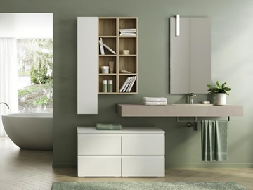 FREEDOM FL29 - Wall-mounted HPL vanity unit with towel rail with mirror by LEGNOBAGNO - view 2